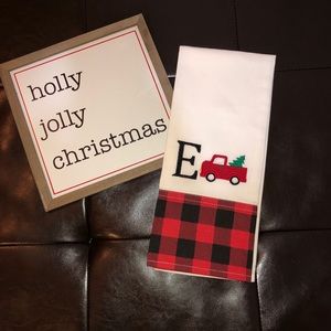 Christmas Kitchen Towel Monogrammed E